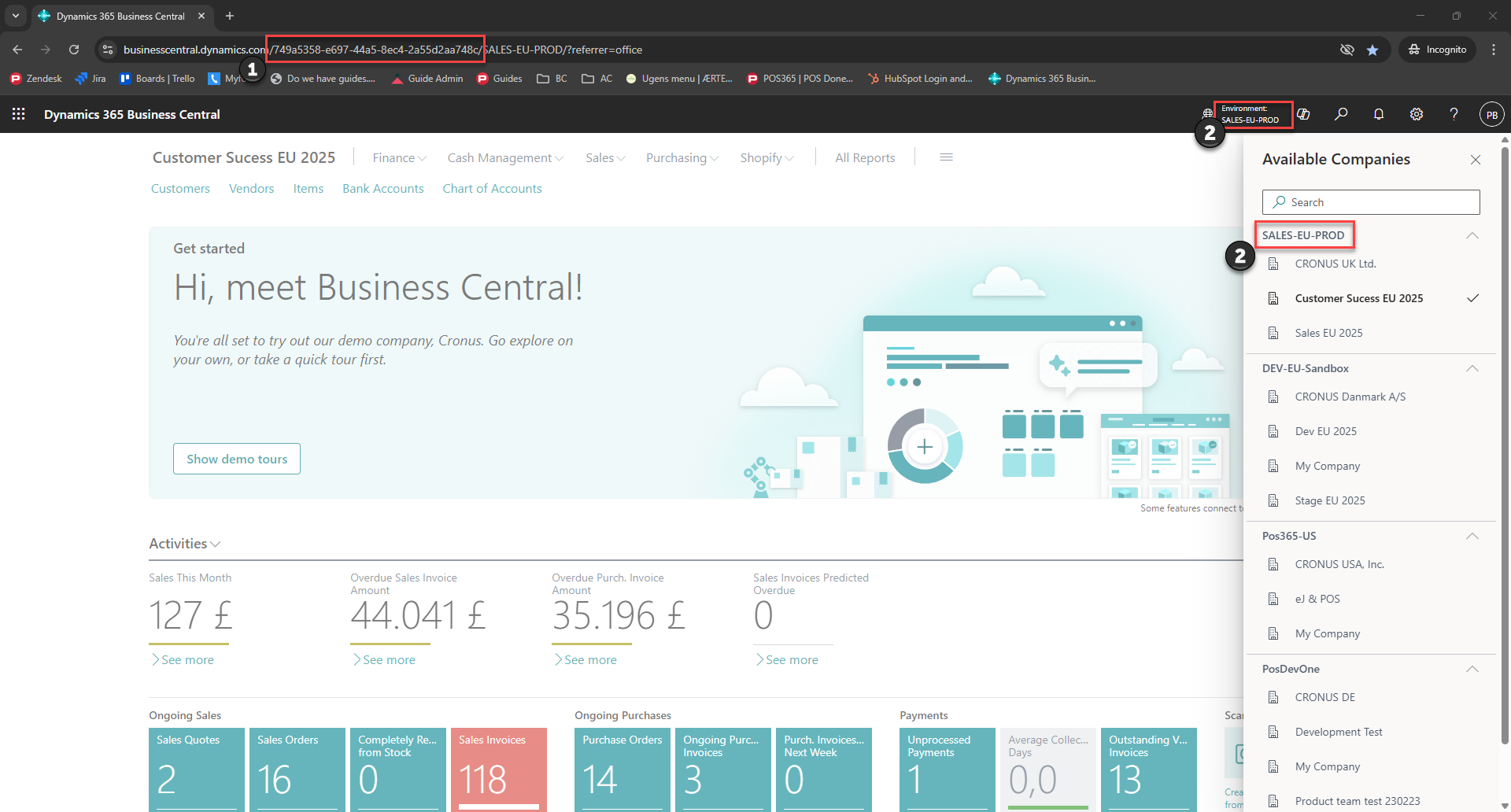 obtain credentials for business central integration