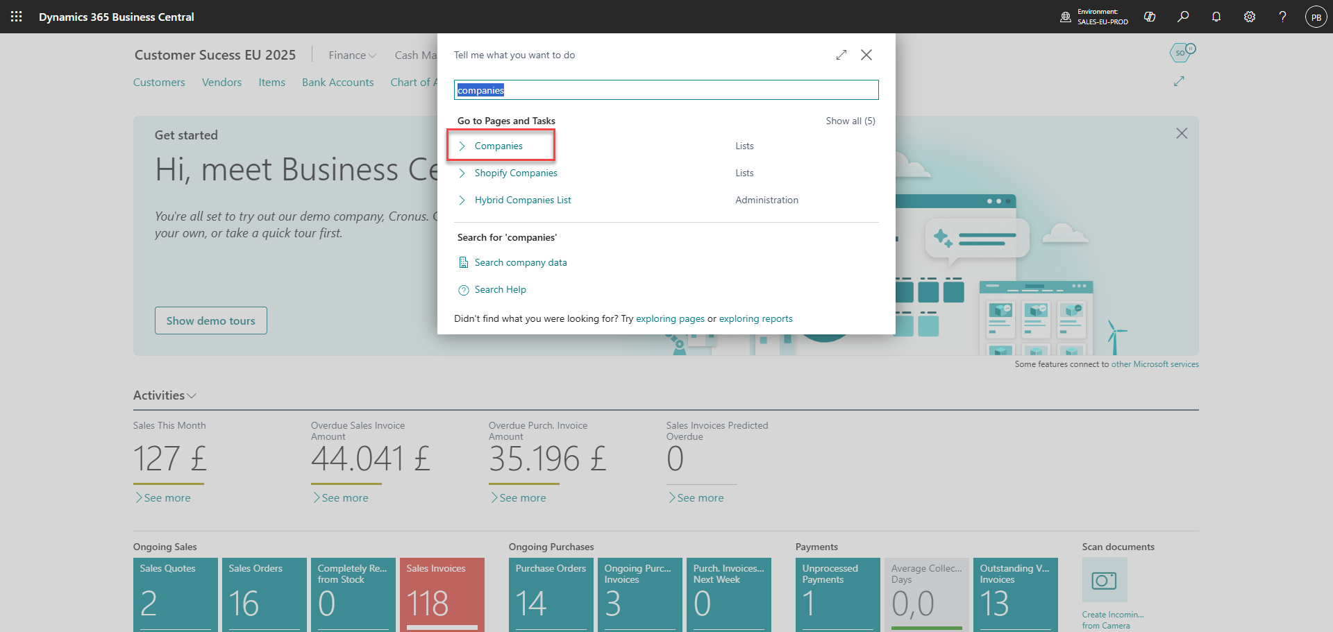 obtain credentials for business central integration