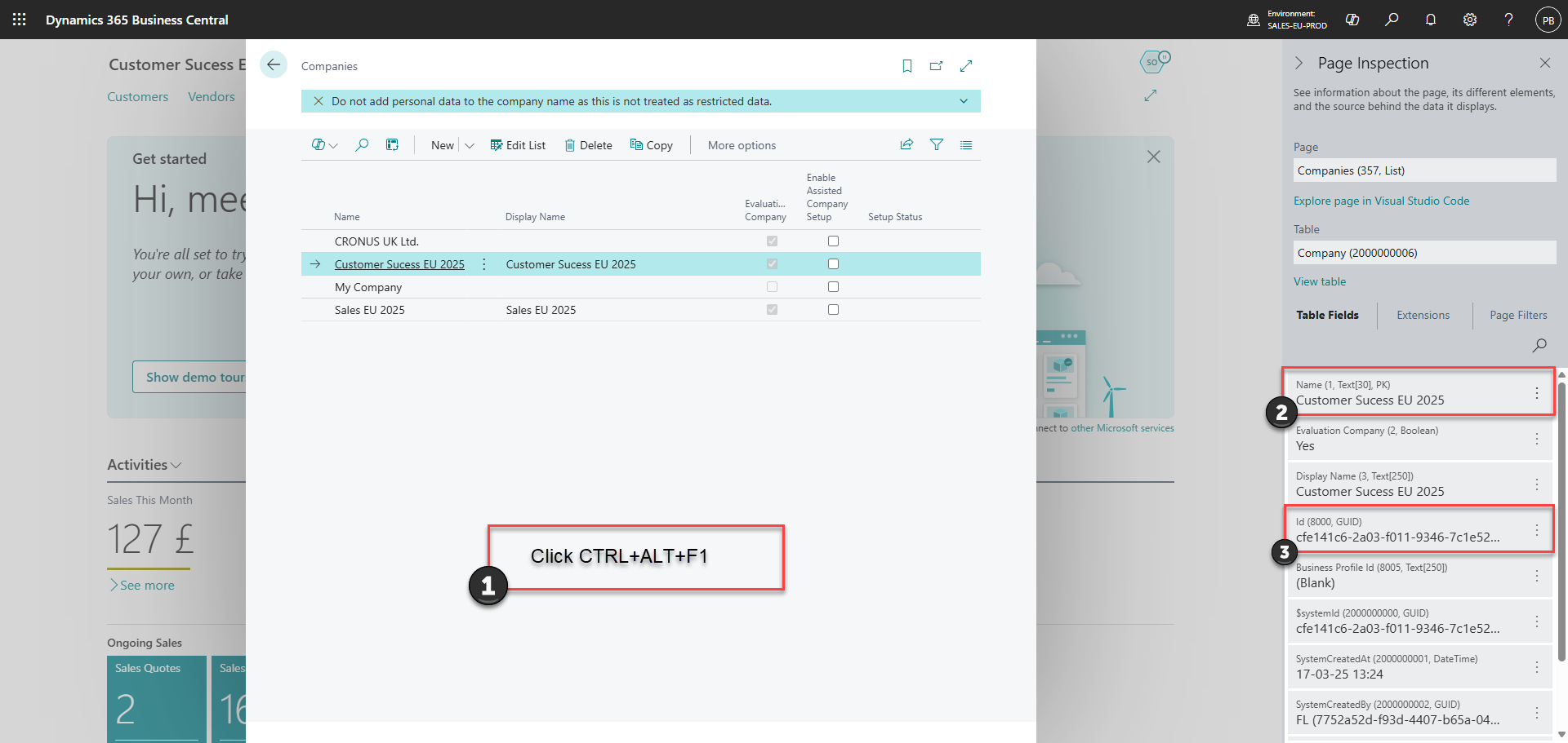 obtain credentials for business central integration