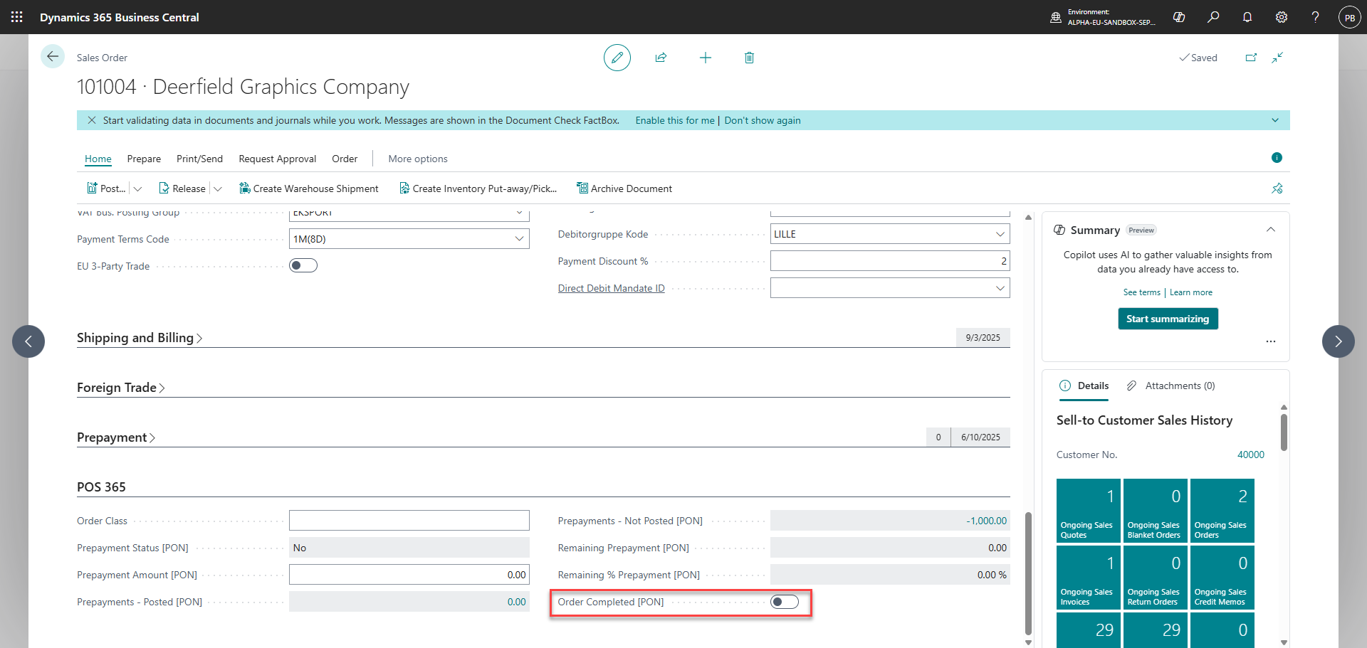 order status management