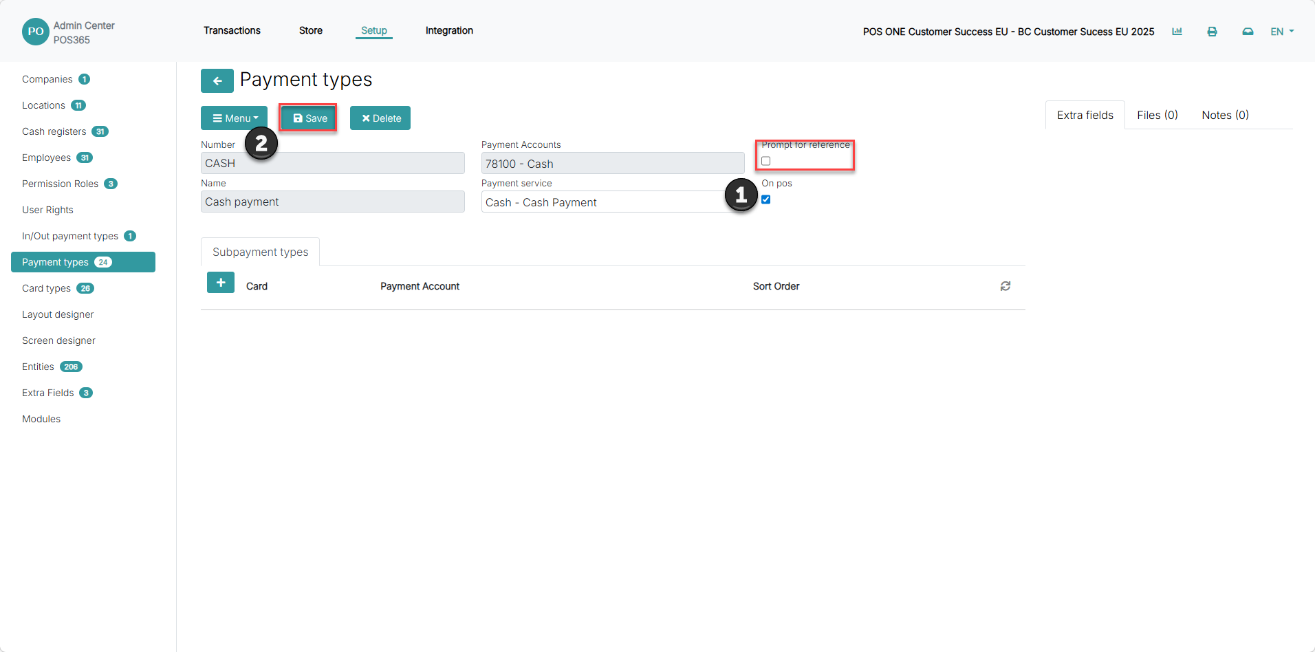 pop up for entering credit card payment references