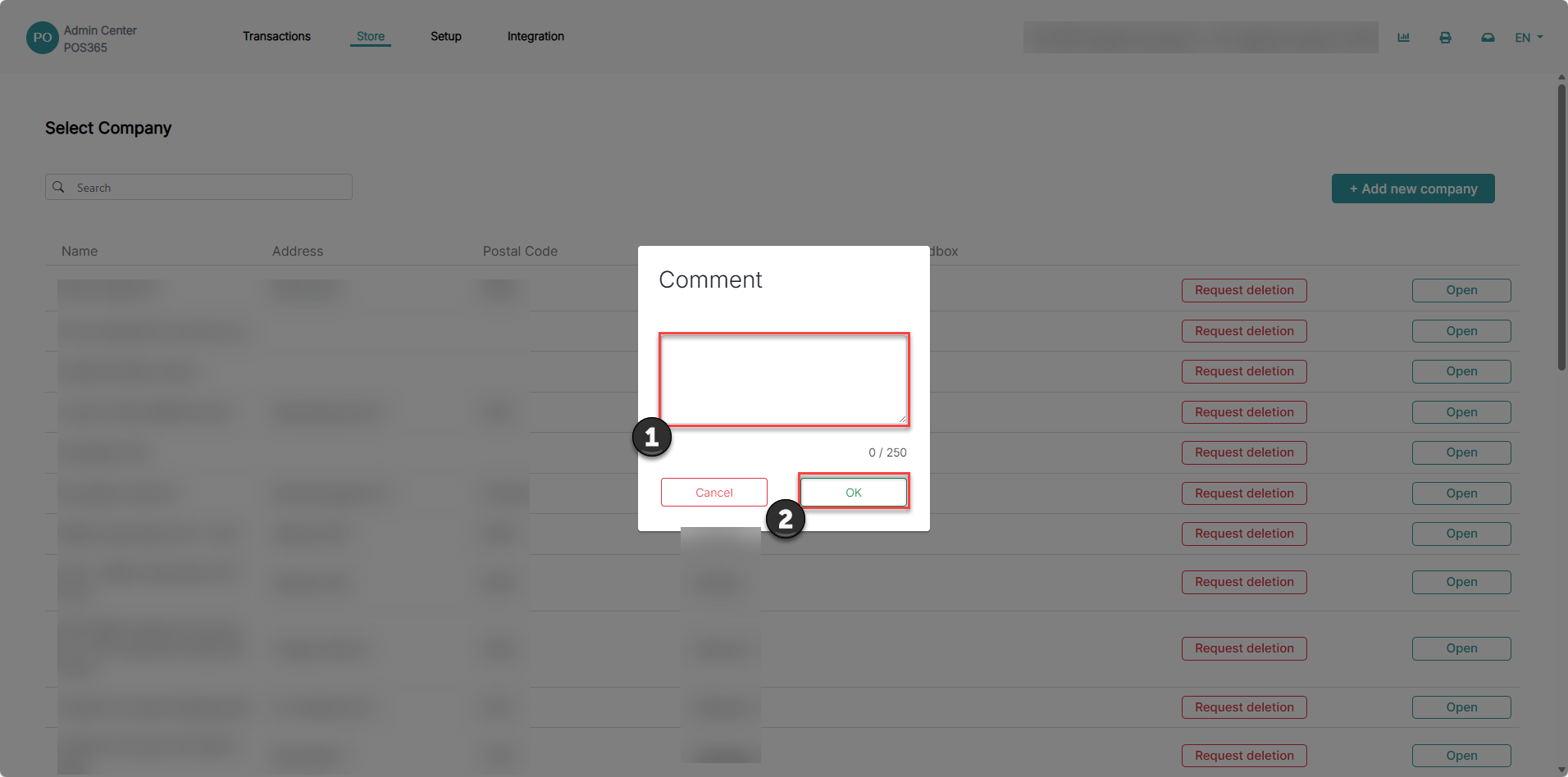 request deletion of company