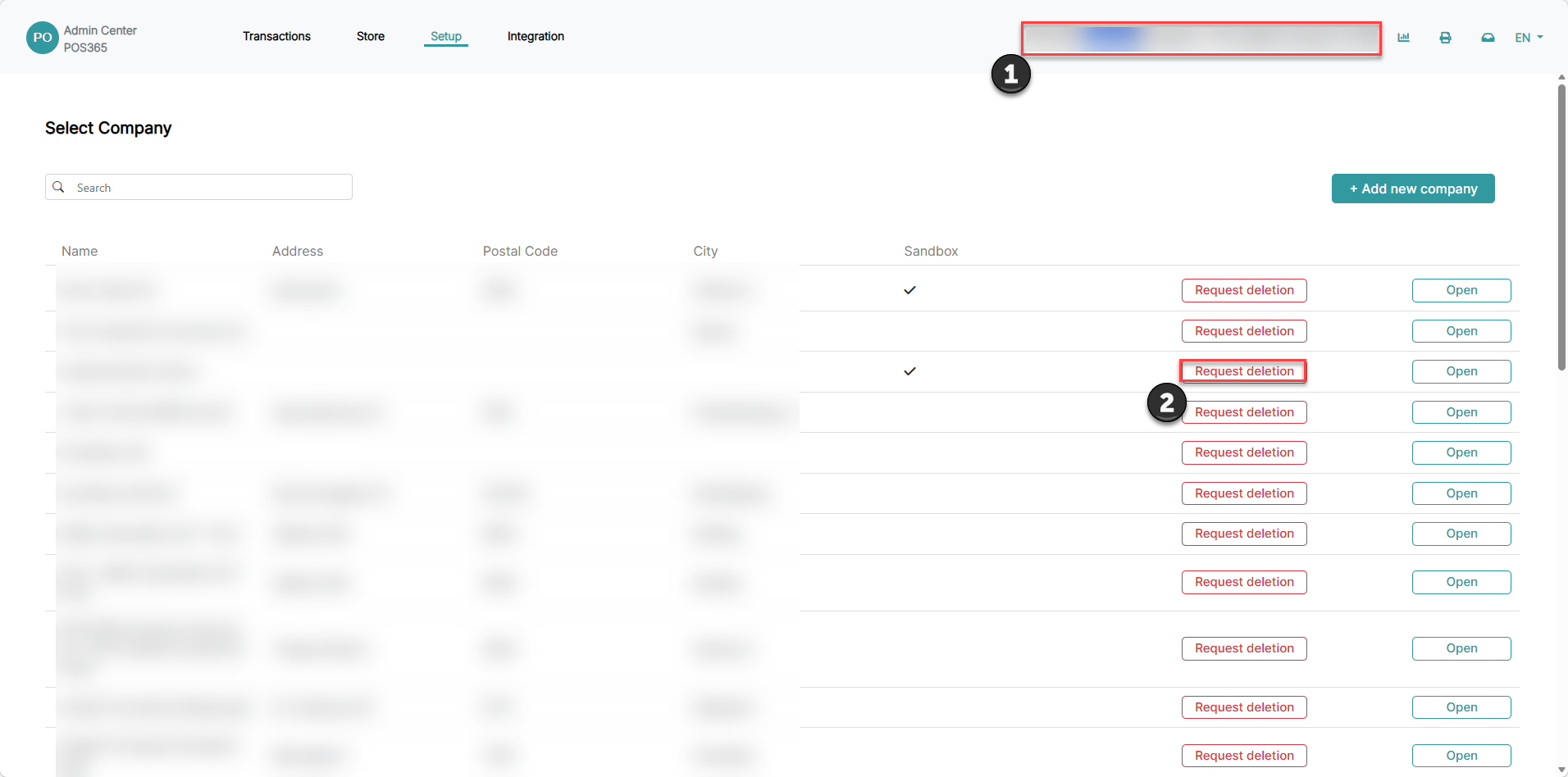 request deletion of company