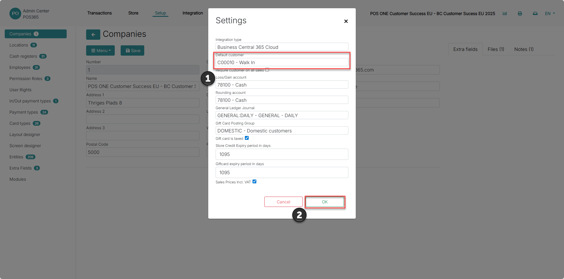 set default customer