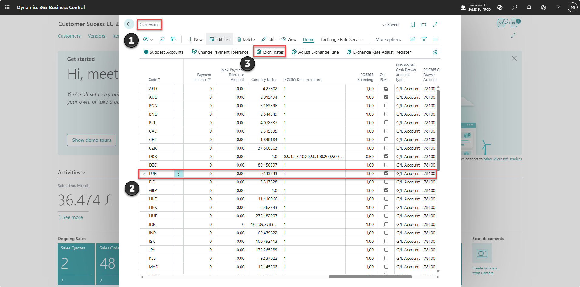 set up new currencies for pos365