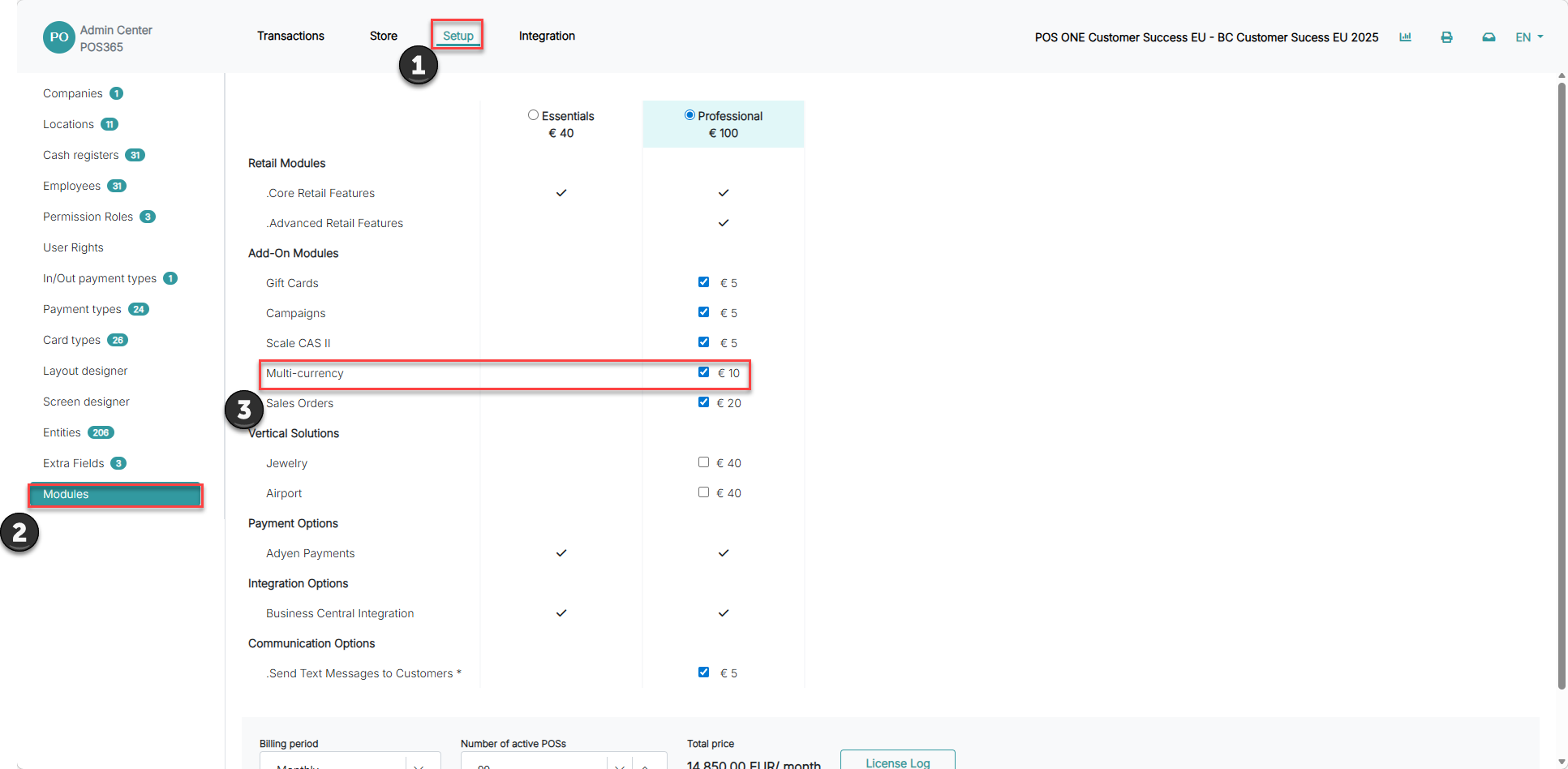 set up new currencies for pos365