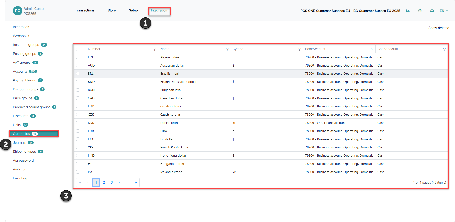 set up new currencies for pos365