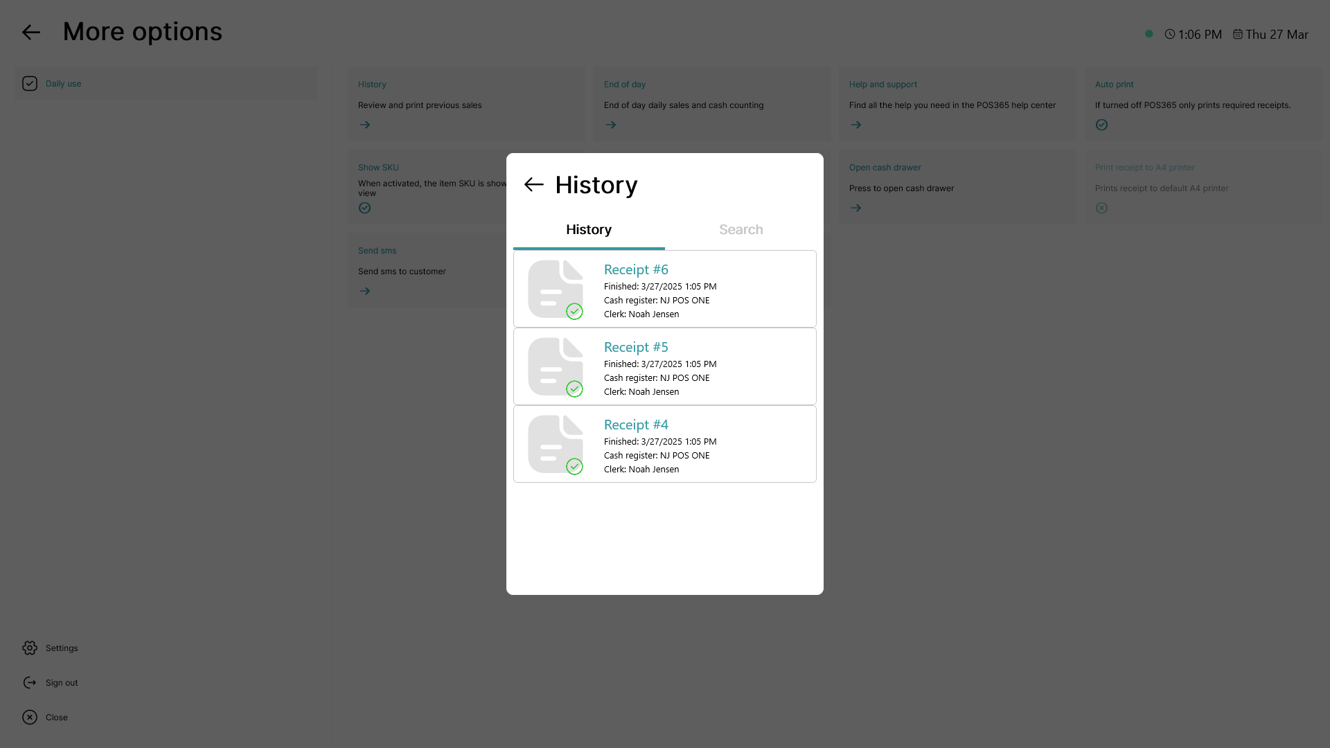 view sales history on pos365